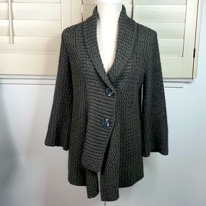 J. Jill Alpaca Blend Asymmetrical Chunky Knit Cardigan Sweater Dark Gray Small